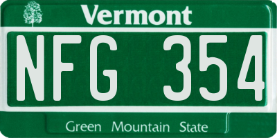 VT license plate NFG354