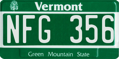 VT license plate NFG356