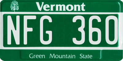 VT license plate NFG360