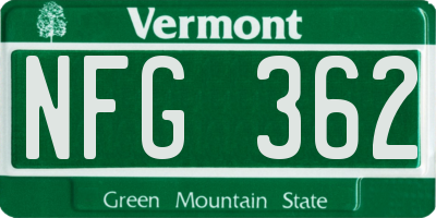 VT license plate NFG362