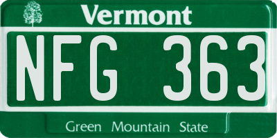 VT license plate NFG363