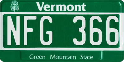 VT license plate NFG366