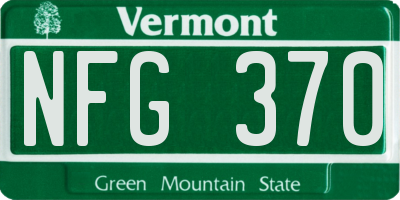 VT license plate NFG370