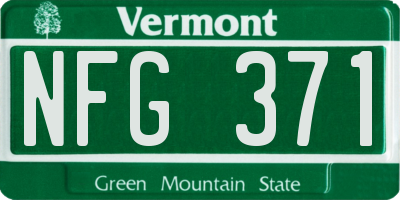 VT license plate NFG371