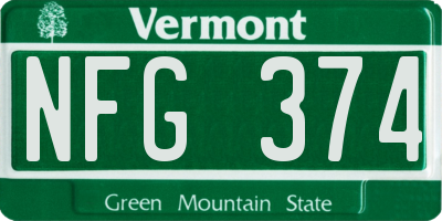 VT license plate NFG374