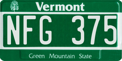 VT license plate NFG375
