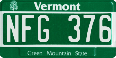 VT license plate NFG376