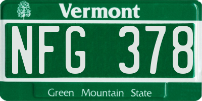 VT license plate NFG378
