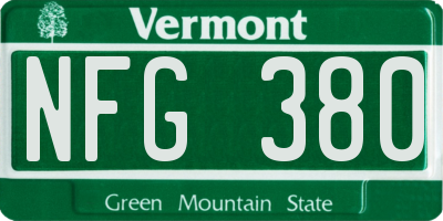 VT license plate NFG380