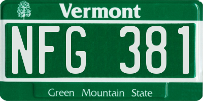 VT license plate NFG381