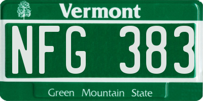 VT license plate NFG383