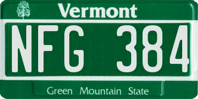 VT license plate NFG384