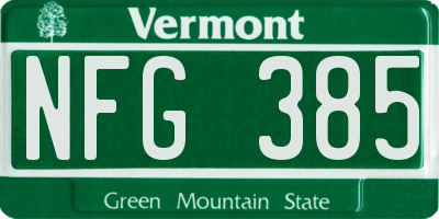 VT license plate NFG385
