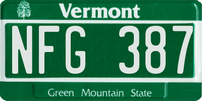 VT license plate NFG387
