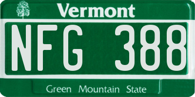 VT license plate NFG388