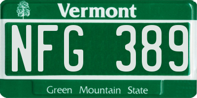 VT license plate NFG389