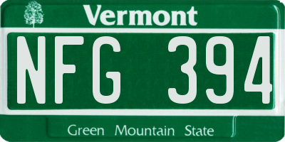 VT license plate NFG394