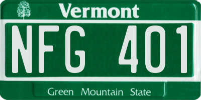 VT license plate NFG401
