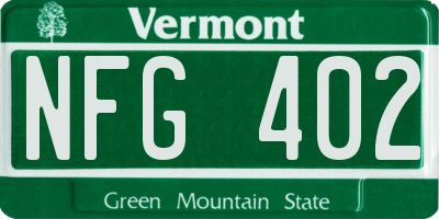VT license plate NFG402