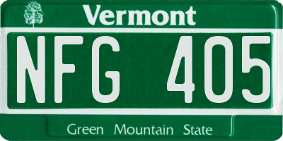 VT license plate NFG405