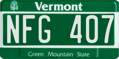 VT license plate NFG407
