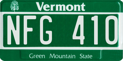 VT license plate NFG410