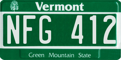 VT license plate NFG412
