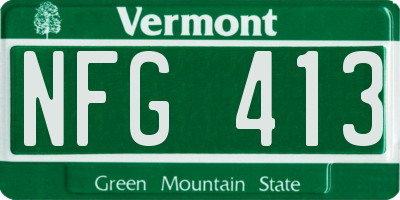 VT license plate NFG413