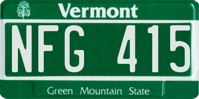 VT license plate NFG415