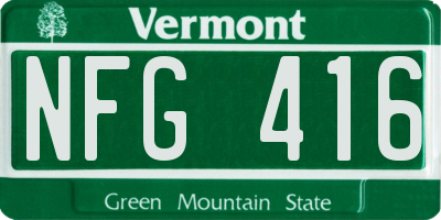 VT license plate NFG416