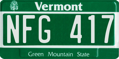 VT license plate NFG417