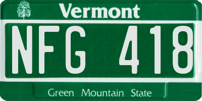 VT license plate NFG418