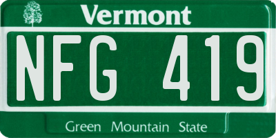 VT license plate NFG419