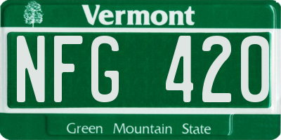 VT license plate NFG420