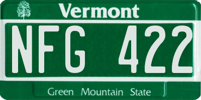 VT license plate NFG422