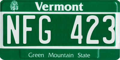 VT license plate NFG423