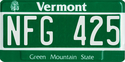 VT license plate NFG425