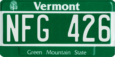 VT license plate NFG426