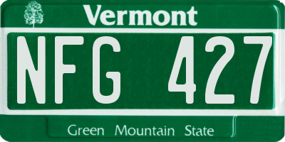 VT license plate NFG427
