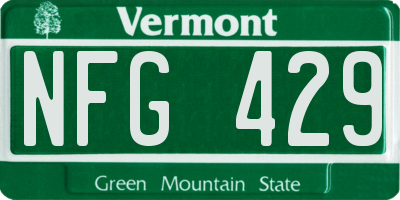 VT license plate NFG429