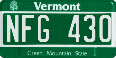 VT license plate NFG430