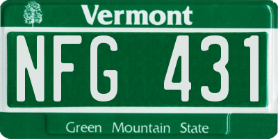 VT license plate NFG431