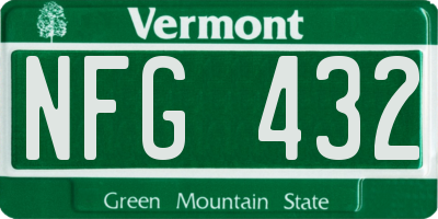 VT license plate NFG432