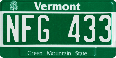VT license plate NFG433