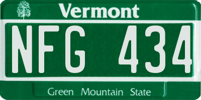 VT license plate NFG434
