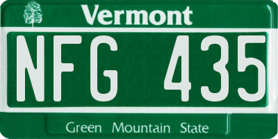 VT license plate NFG435