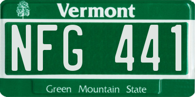 VT license plate NFG441