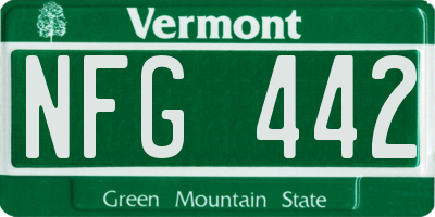 VT license plate NFG442