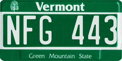VT license plate NFG443
