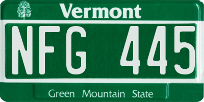VT license plate NFG445